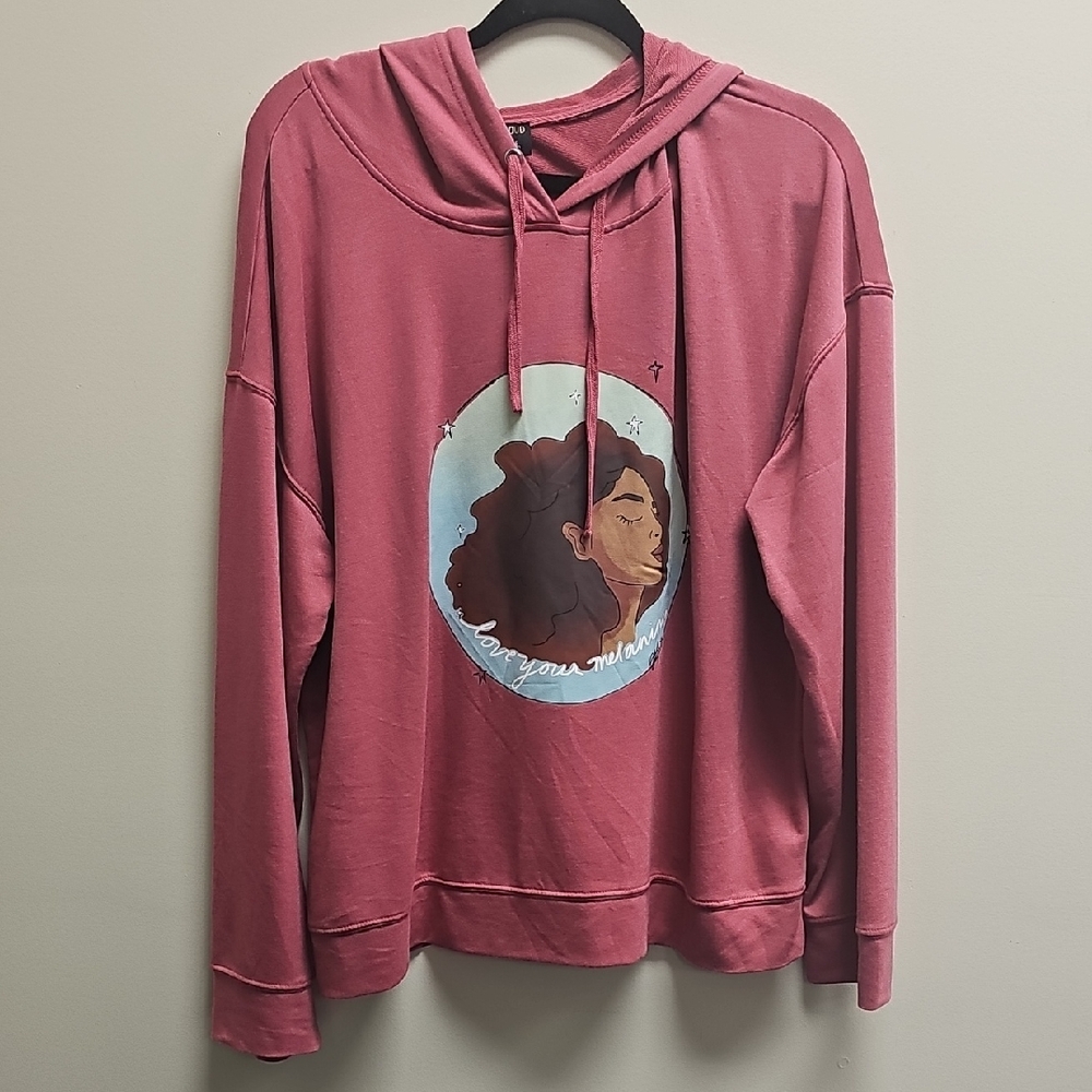 Women's Graphic Cowl Neck Sweater - Pink